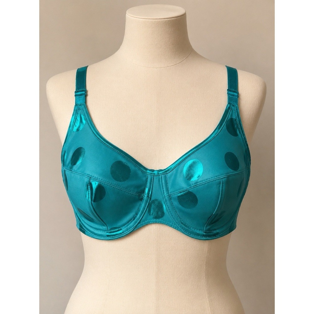 Vintage 1990s Marilyn Monroe Warner's Bra 34D NOS Deadstock Teal Polka